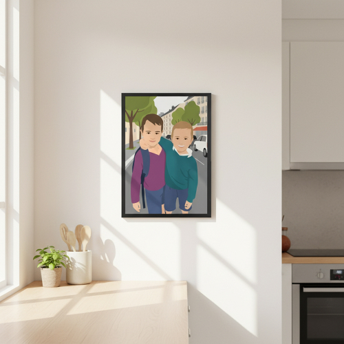 Porträt im Flat Design nach einem Foto Porträt im Flat Design nach einem Foto