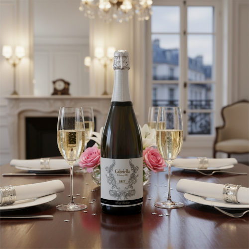 Champagner mit Etikett Vorname Champagner mit Etikett Vorname