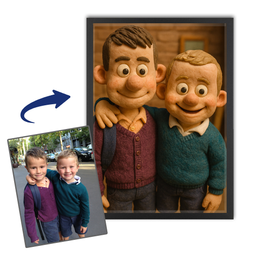 Karikatur im Knetmasse-Stil nach einem Foto Karikatur im Knetmasse-Stil nach einem Foto