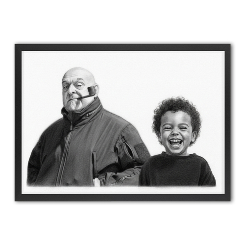 Fotomontage für ein Porträt im Kohlezeichnungsstil Fotomontage für ein Porträt im Kohlezeichnungsstil