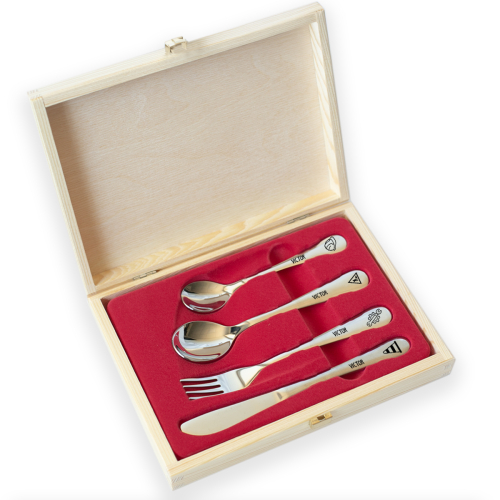 Geschenkset Bagger mit personalisiertem Besteck Geschenkset Bagger mit personalisiertem Besteck