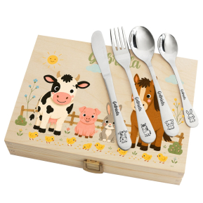 Geschenkset Bauernhoftiere mit personalisiertem Besteck Geschenkset Bauernhoftiere mit personalisiertem Besteck