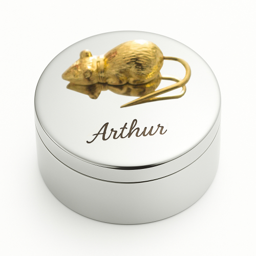 Gravierte Zahndose Goldfarbene Maus Gravierte Zahndose Goldfarbene Maus