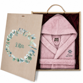 Personalisiertes Geschenkset mit Bademantel 2-12 Jahre Blumenrahmen Personalisiertes Geschenkset mit Bademantel 2-12 Jahre Blumenrahmen