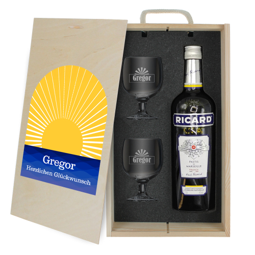 Personalisiertes Likör-Geschenkset mit Ricard Sunset Personalisiertes Likör-Geschenkset mit Ricard Sunset