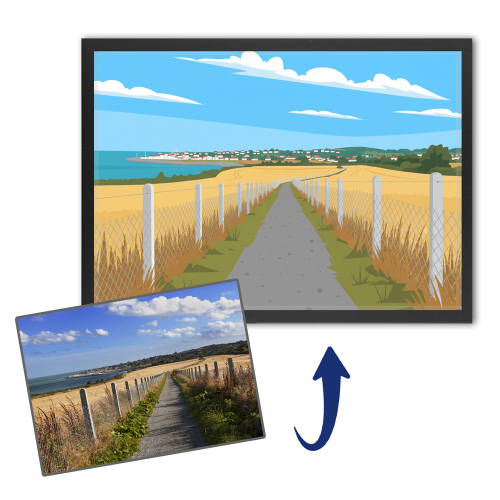 Illustration einer Landschaft im Flat Design basierend auf einem Foto Illustration einer Landschaft im Flat Design basierend auf einem Foto