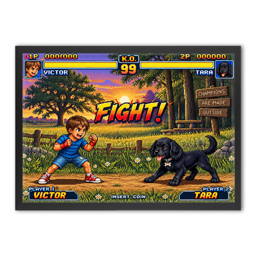 Personalisierte Porträt - Retro-Arcade-Duell Personalisierte Porträt - Retro-Arcade-Duell
