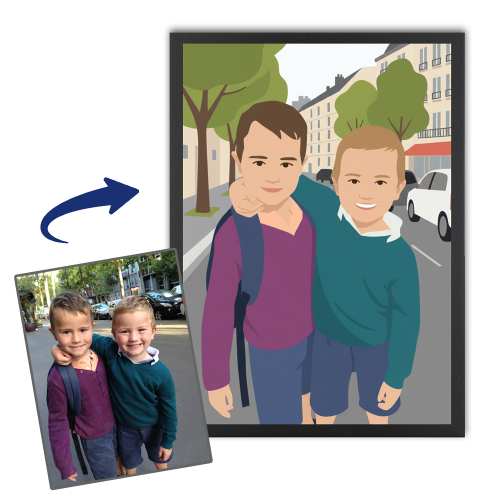 Porträt im Flat Design nach einem Foto Porträt im Flat Design nach einem Foto