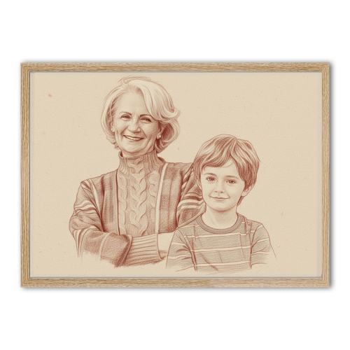 Fotomontage für ein Porträt im Sanguine-Stil Fotomontage für ein Porträt im Sanguine-Stil