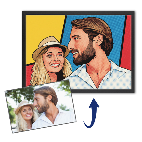 Pop-Art-Comics-Porträt nach einem Foto Pop-Art-Comics-Porträt nach einem Foto