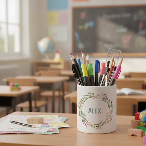 Personalisierter Stiftebecher Blumenkranz Personalisierter Stiftebecher Blumenkranz