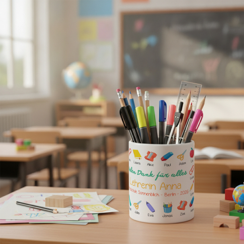 Personalisierter Stiftebecher aus Keramik Klassenerinnerungen Personalisierter Stiftebecher aus Keramik Klassenerinnerungen