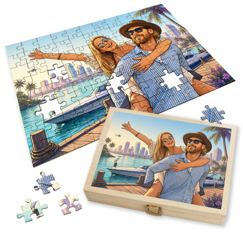 Puzzle-Foto verwandelt in ein Videospiel-Cover GTA-Stil Puzzle-Foto verwandelt in ein Videospiel-Cover GTA-Stil