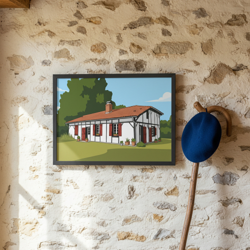 Porträt eines Hauses im Flat-Design nach einem Foto Porträt eines Hauses im Flat-Design nach einem Foto