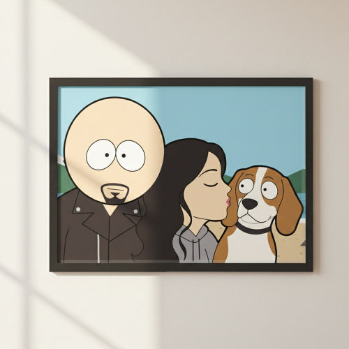 Karikatur im ausgefallenen Cartoon-Stil nach einem Foto Karikatur im ausgefallenen Cartoon-Stil nach einem Foto