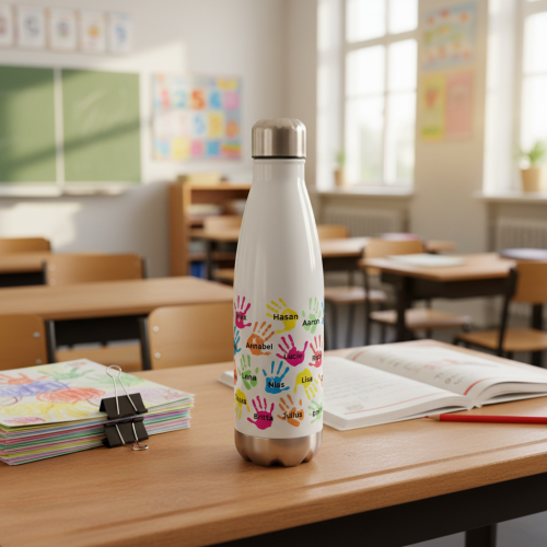 Thermosflasche Bunte Handabdrücke Thermosflasche Bunte Handabdrücke