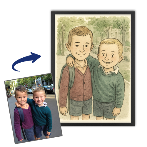 Karikatur im New-York-Cartoon-Stil nach einem Foto Karikatur im New-York-Cartoon-Stil nach einem Foto