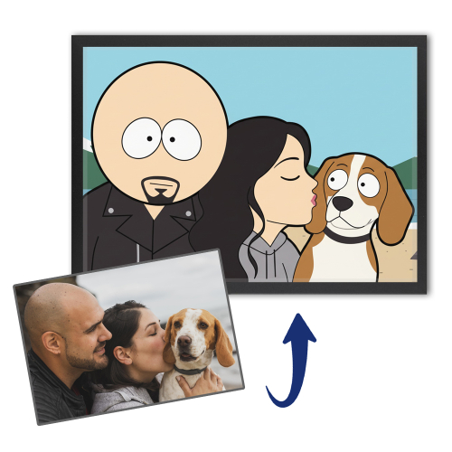 Karikatur im ausgefallenen Cartoon-Stil nach einem Foto Karikatur im ausgefallenen Cartoon-Stil nach einem Foto