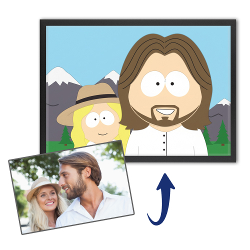 Karikatur im ausgefallenen Cartoon-Stil nach einem Foto Karikatur im ausgefallenen Cartoon-Stil nach einem Foto