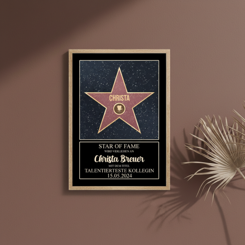 Personalisiertes Zertifikat Walk of Fame Personalisiertes Zertifikat Walk of Fame