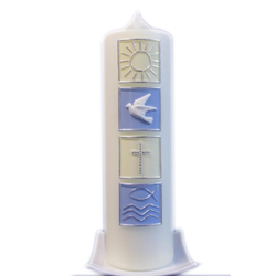 Taufkerze creme/hellblau