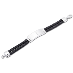 Geflochtenes Lederarmband mit Gravurplatte 