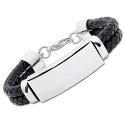Geflochtenes Lederarmband mit Gravurplatte 