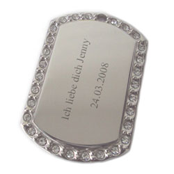 Dogtag Edelstahl mit Zirkonia