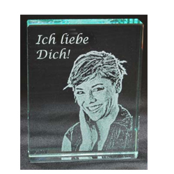 Glasfoto Klein mit Foto-Gravur