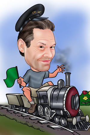 Mann auf Eisenbahn
