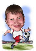 Fussballer in rot/weiss