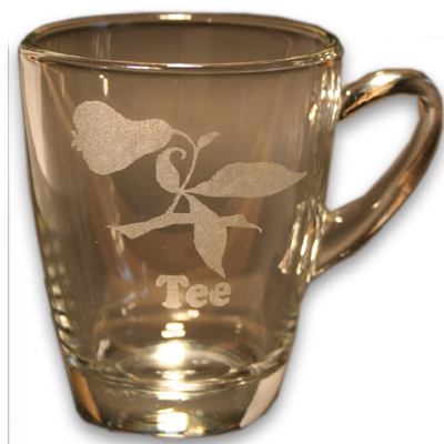Glastasse Mit Gravur