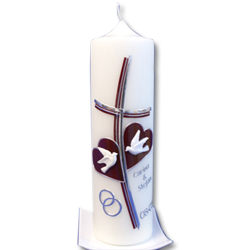 Hochzeitskerze Kreuz 2 Herzen