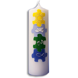 Taufkerze Puzzle bunt