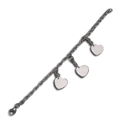 Armband Edelstahl 3 Herzen mit Gravur