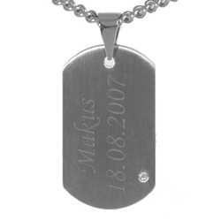 Dog Tag Edelstahl mit Zirkonia