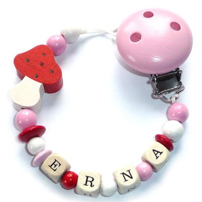 Schnullerkette Gl�ckspilz Rosa