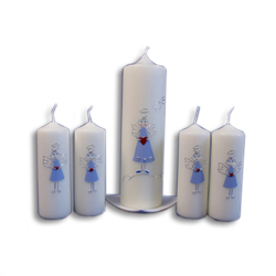 Set Taufkerzen Engelchen blau