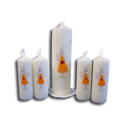Set Taufkerzen Engelchen orange
