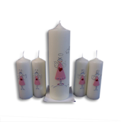 Set Taufkerzen Engelchen rosa