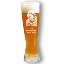 Weizenbierglas mit Fotogravur