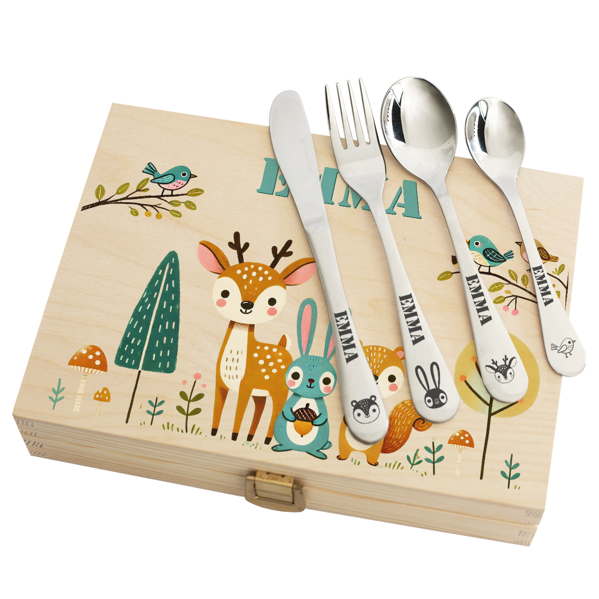 Besteck mit bedruckter Kiste Besteck mit bedruckter Kiste