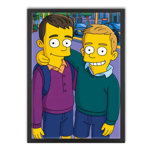 Karikatur im gelben Cartoon-Stil nach einem Foto