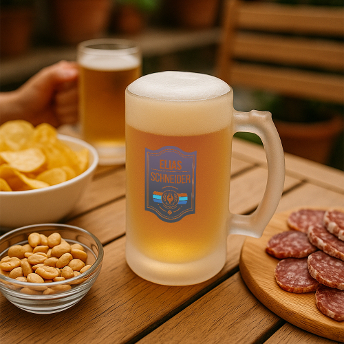 Bedruckter Glas-Bierkrug Vorname