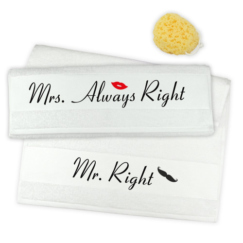 Handtuch 2er Set Mr. Right & Mrs. Always Right Schnauzer Mund