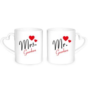 "Mr. & Mrs." Herztassen mit Namen "Mr. & Mrs." Herztassen mit Namen