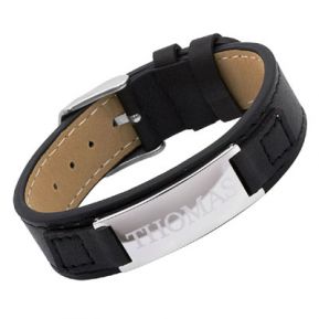 Lederarmband mit Gravurplatte -8849 Lederarmband mit Gravurplatte -8849