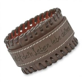 Graviertes Lederarmband mit Ziehrnähten