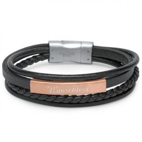 Lederarmband mit Gravurplatte roségold Lederarmband mit Gravurplatte roségold