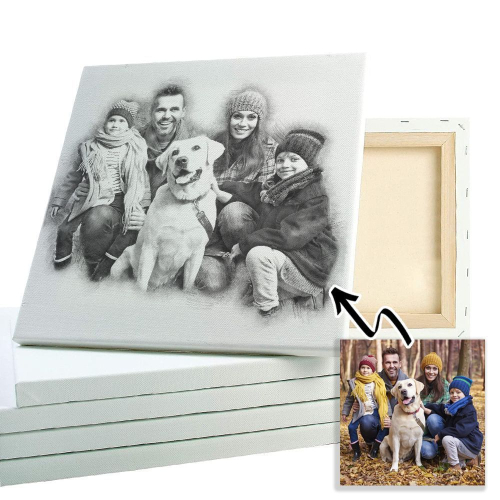 Porträt Stil Kohlezeichnung Familie